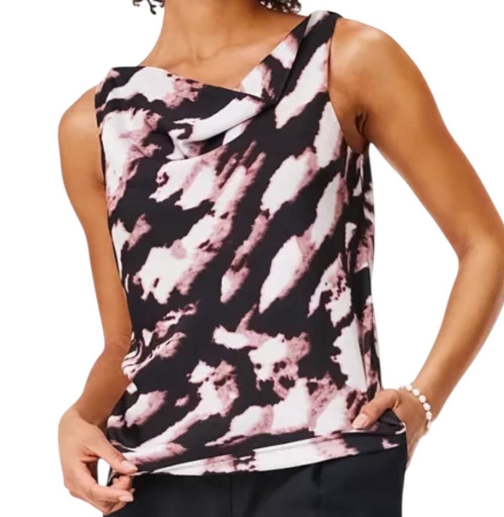 Nic + Zoe top spring shadow tank pink black size 2X